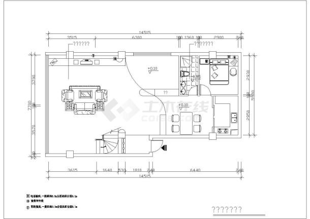 某市郊花园式现代商业复式楼建筑方案设计施工CAD图纸-图二