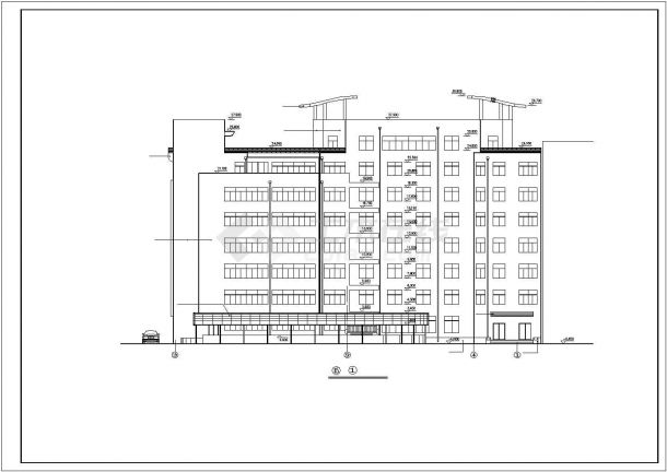 福州市某商业街6700平米7层框架结构商务旅馆全套建筑设计CAD图纸-图一