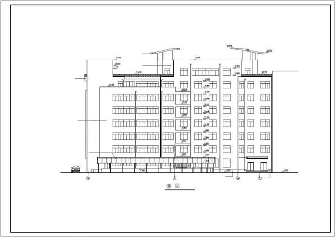 福州市某商业街6700平米7层框架结构商务旅馆全套建筑设计CAD图纸_图1