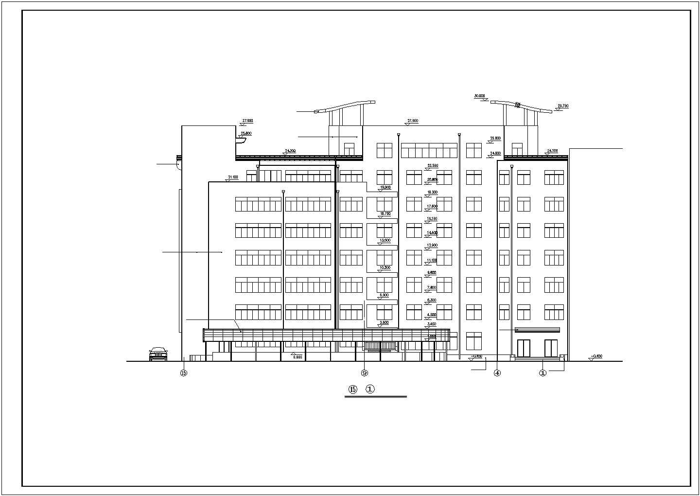 福州市某商业街6700平米7层框架结构商务旅馆全套建筑设计CAD图纸
