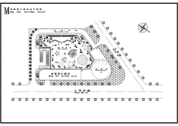 济南市某商业街9层框架结构商务酒店全套平面设计CAD图纸-图二
