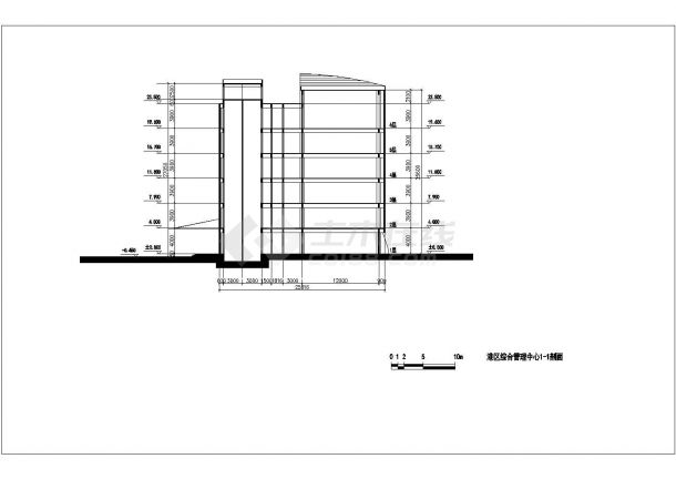 某临街5100平米五层框架结构商务宾馆平立剖面设计CAD图纸-图二