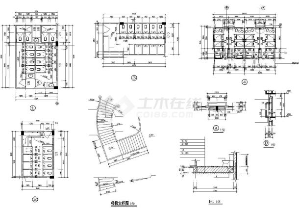 3800平米四层框架结构商务大酒店全套嗯嗯建筑设计CAD图纸-图二