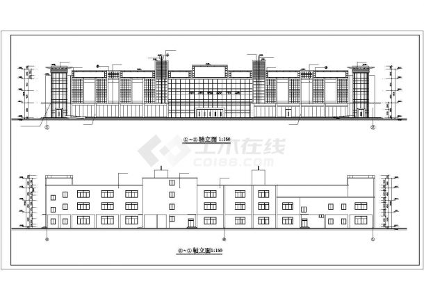 衢州市某商业街2100平米7层框架结构百货商场全套建筑设计CAD图纸-图二