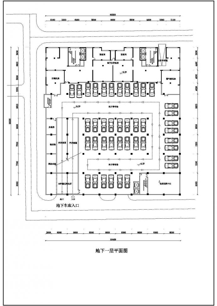 西安市某临街4层百货商场全套平面设计CAD图纸（含地下层）_图1