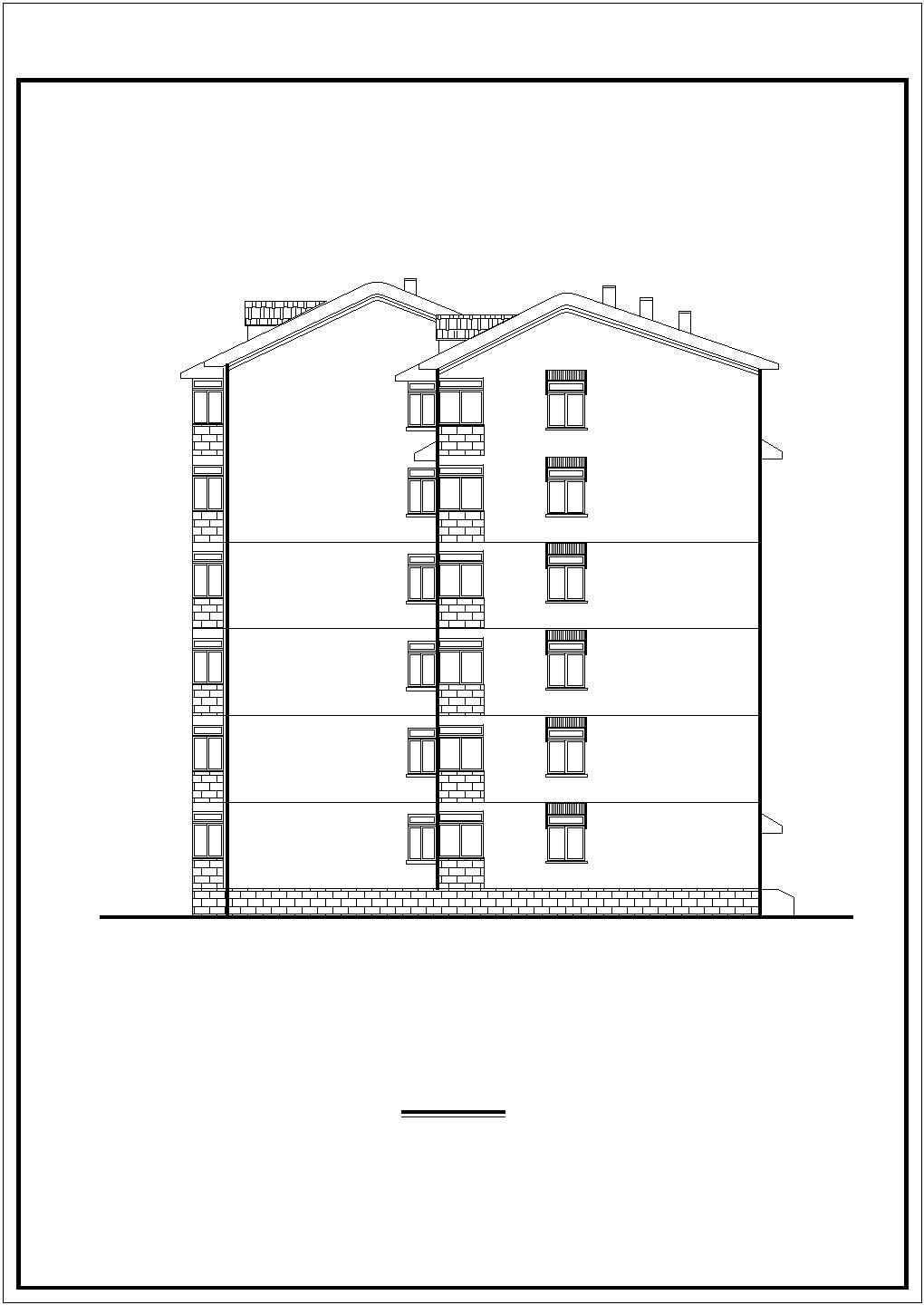 某市北馨住宅小区建筑设计西立面图