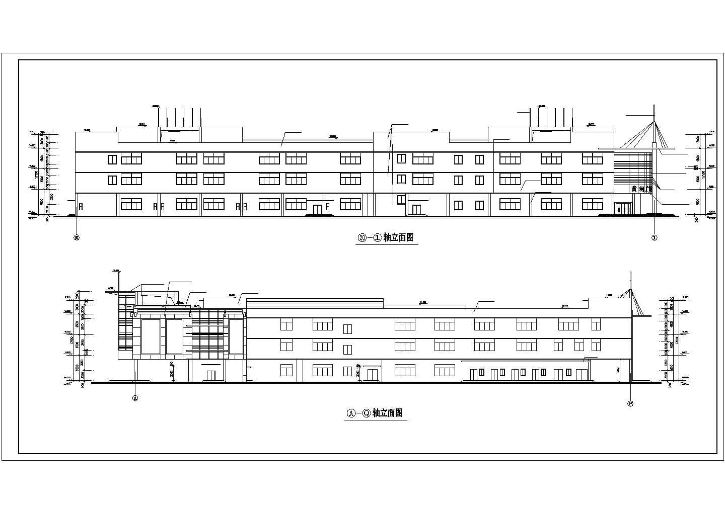 上海某商业街1.4万平米三层框架结构连锁超市全套平立剖面设计CAD图纸