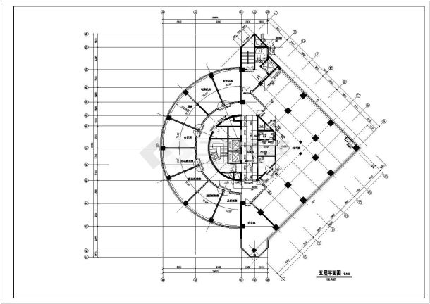 1.6万平米左右22层框剪结构商务酒店平立剖面设计CAD图纸-图二
