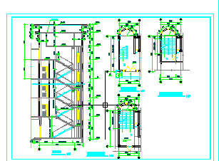 某地高层住宅楼梯设计平面剖面图_图1