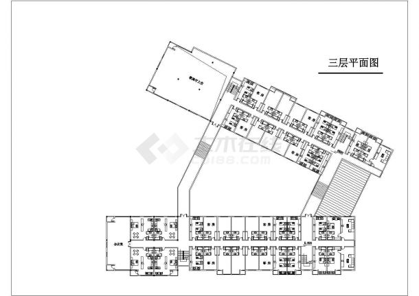 4200平米左右4层框架结构商务大酒店全套平面设计CAD图纸-图一