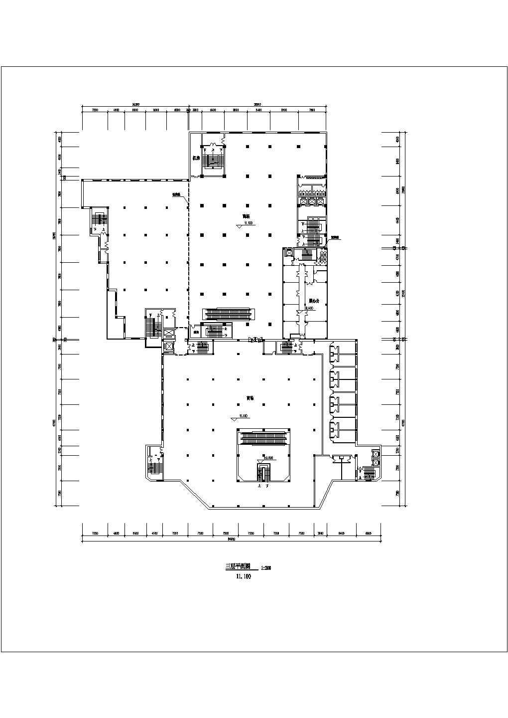 1.1万平米16层商住酒店全套平面设计CAD图纸（1-8层商用）