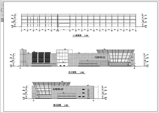 上海某商业街3.3万平米3层框架结构商业中心平立剖面设计CAD图纸-图一