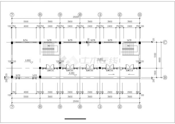 560平米3层框混结构商业综合楼全套建筑设计CAD图纸-图二