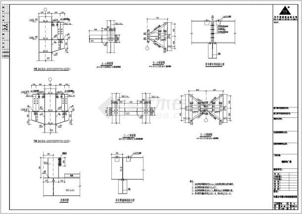 河南发面钢结构全套施工cad图-图二