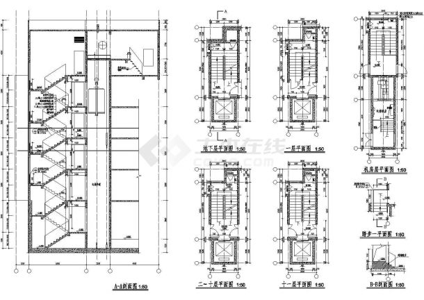 某公寓楼详细的楼梯大样和门窗全套施工设计cad图纸-图二
