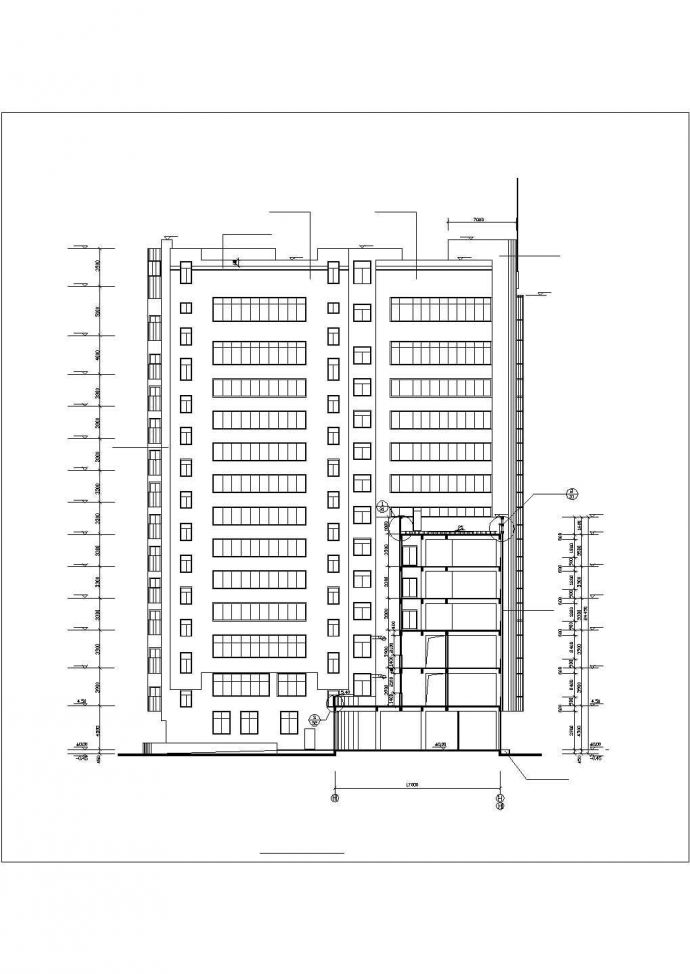 济南市某商业街1万平米14层框架结构商务宾馆全套建筑CAD设计图纸_图1