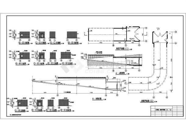 某商场9000平米地下一层框架结构停车场全套平立剖面设计CAD图纸-图一