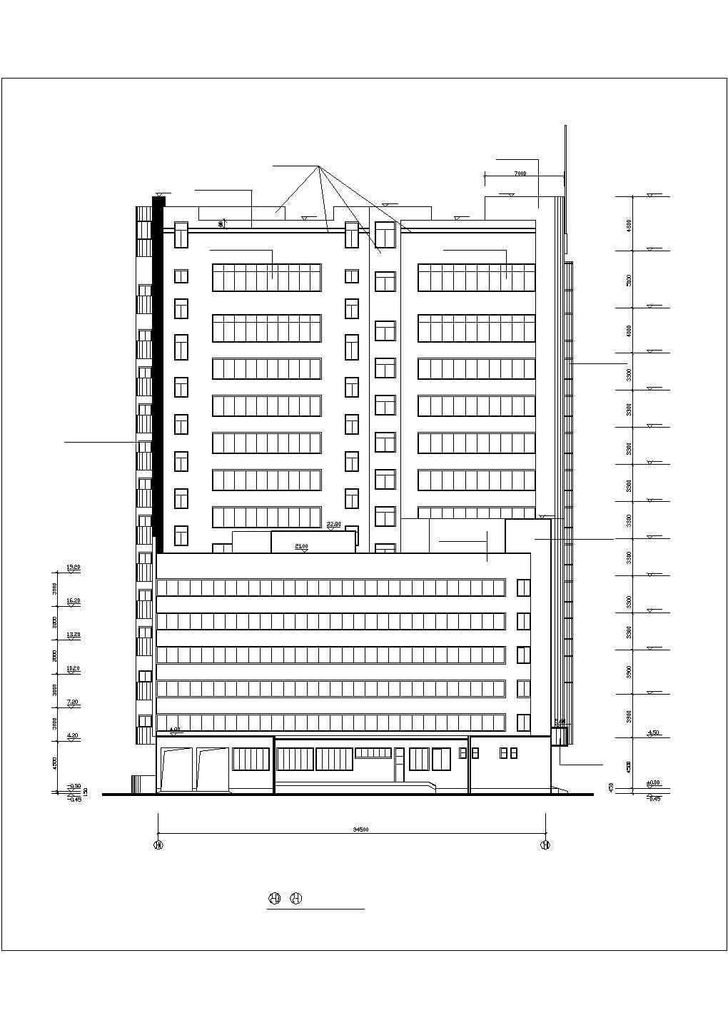 沧州市某商业街1.1万平米14层框架结构商务宾馆建筑CAD设计图纸