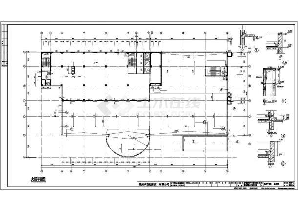 9500平米13层框架结构商务宾馆全套平立剖面设计CAD图纸-图二