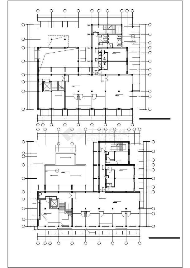 3500平米左右八层框架结构商务酒店建筑CAD设计图纸（1-2层商用）-图一