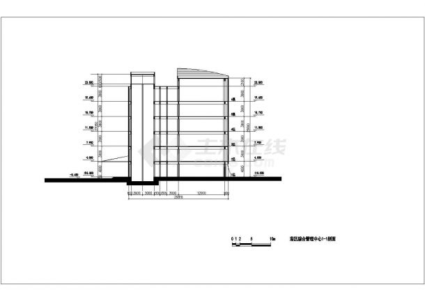 4900平米五层框架结构商务宾馆全套平立剖面设计CAD图纸-图一