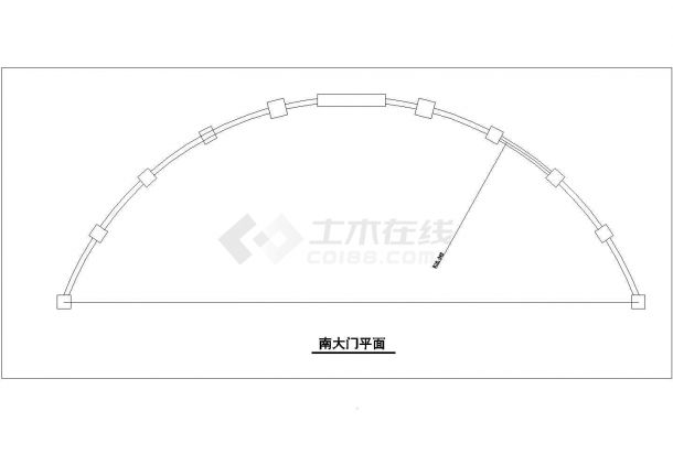 某精典公园大门平面全套施工参考CAD详图-图一