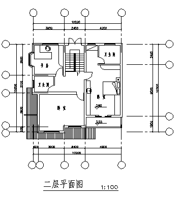 二层中式别墅建筑施工cad图(含平立面图，共三张)-图一