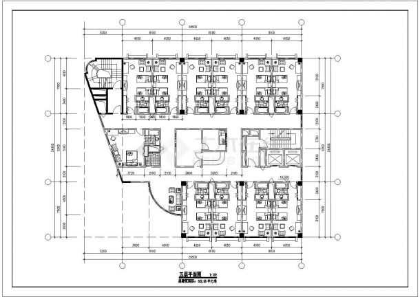 徐州某商业街5100平米8层框架结构商务宾馆平立面设计CAD图纸-图一