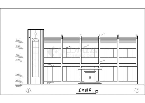 上海某工厂1200平米2层框混结构职工食堂全套建筑设计CAD图纸-图一