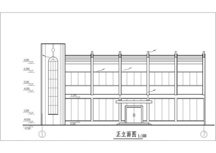 上海某工厂1200平米2层框混结构职工食堂全套建筑设计CAD图纸_图1