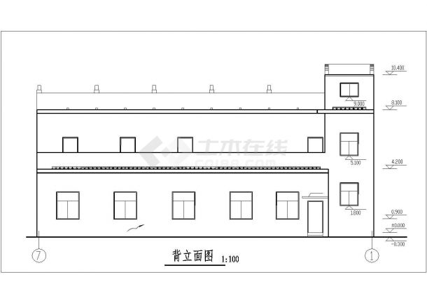 上海某工厂1200平米2层框混结构职工食堂全套建筑设计CAD图纸-图二