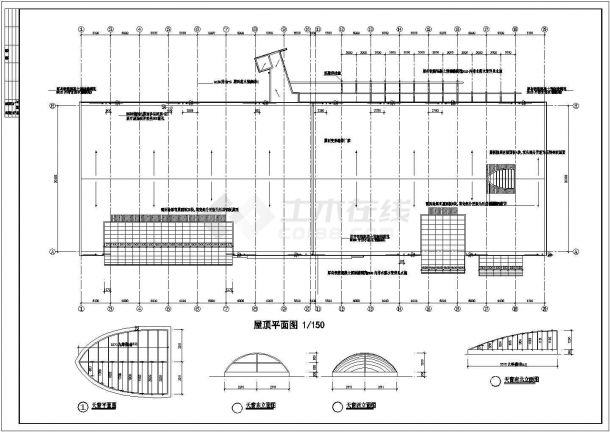 1800平米单层钢框架结构体育运动馆全套建筑设计CAD图纸-图一