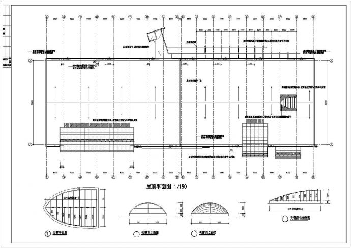 1800平米单层钢框架结构体育运动馆全套建筑设计CAD图纸_图1