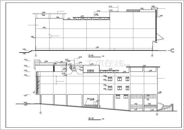 某商业街1.2万平米4层框架结构文化商场全套建筑设计CAD图纸-图二