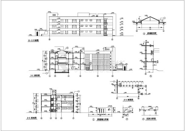某大学5000平米3层框架结构文化中心全套建筑设计CAD图纸-图一