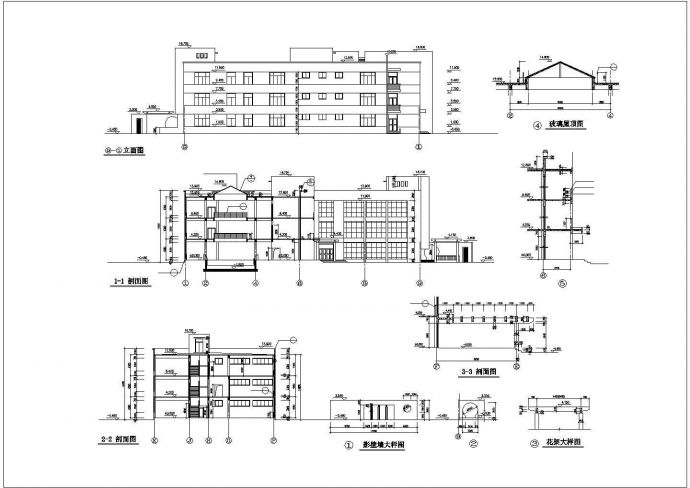 某大学5000平米3层框架结构文化中心全套建筑设计CAD图纸_图1