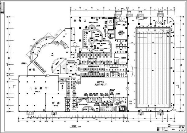 1750平米2层高档商务洗浴中心平面装修设计CAD图纸-图二