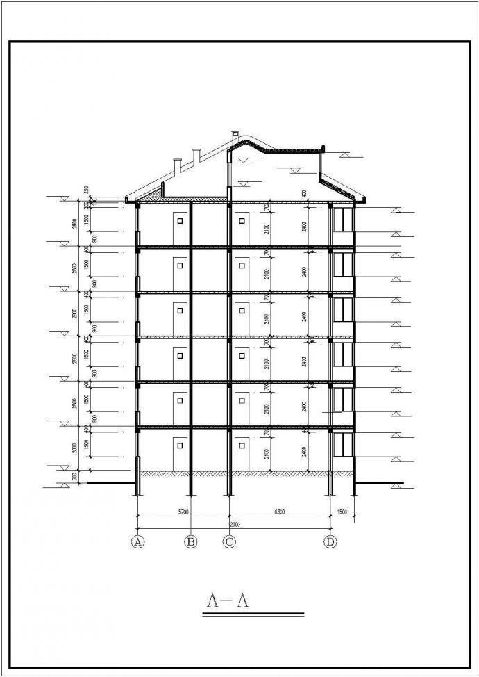 某城镇高层独栋小区建筑设计剖面图_图1