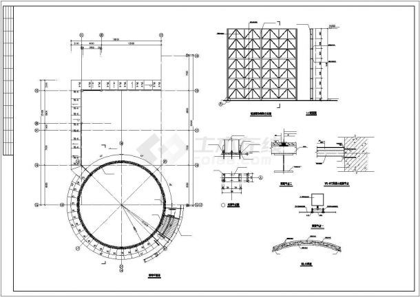 多层带网架顶钢结构会所CAD设计图-图一