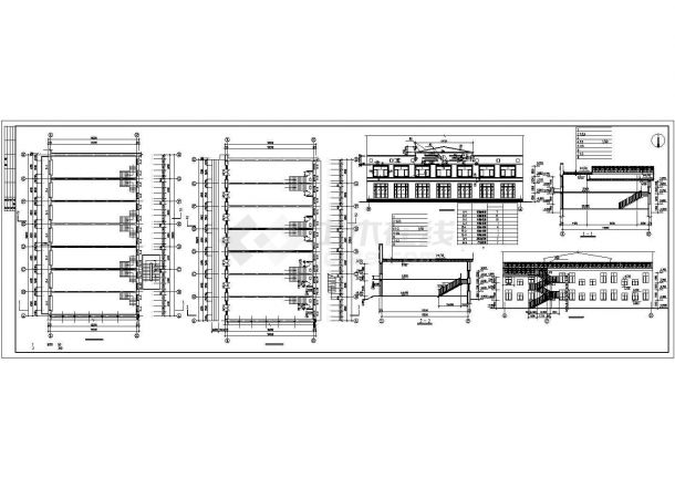 1700平米左右2层框混结构商业综合楼平立剖面设计CAD图纸（3套方案）-图一