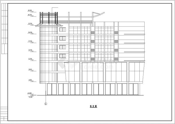 5500平米左右7层框架结构商业办公楼全套建筑设计CAD图纸-图一