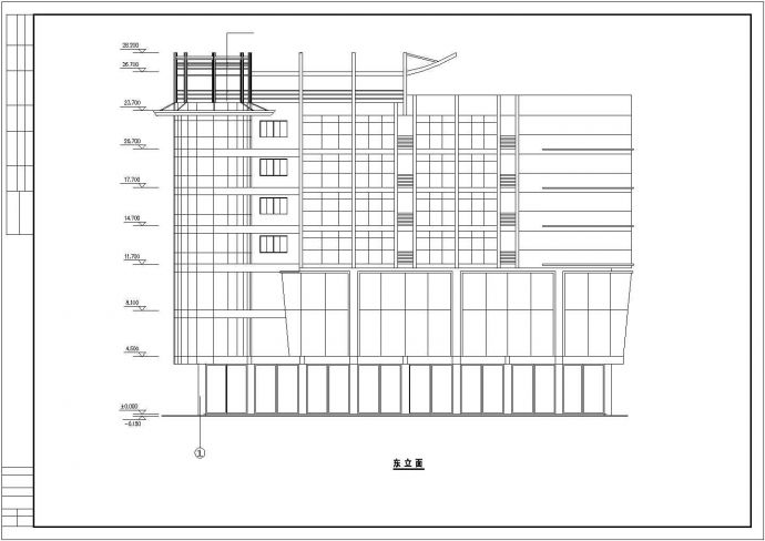 5500平米左右7层框架结构商业办公楼全套建筑设计CAD图纸_图1