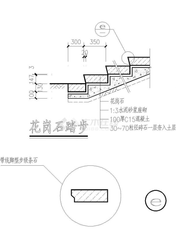 花岗石踏步CAD施工图设计-图一