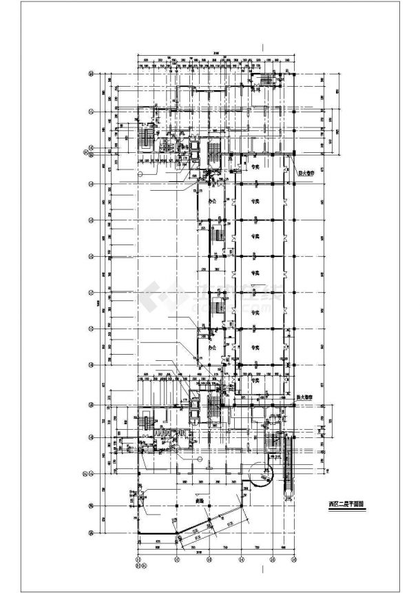 济南市某商业街9800平米4层框架结构百货商场平面设计CAD图纸-图一