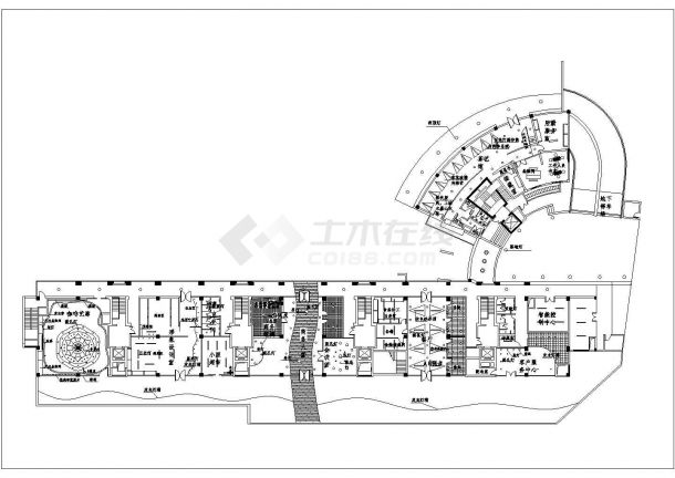 南京市某大型商场平面整体布局设计CAD图纸（3900平米/层）-图二