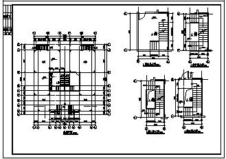 三层框架结构仿古别墅建筑施工cad图(两套设计图，共十四张)-图一