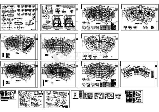 某高层大型裙楼楼结构施工CAD全套图纸-图一