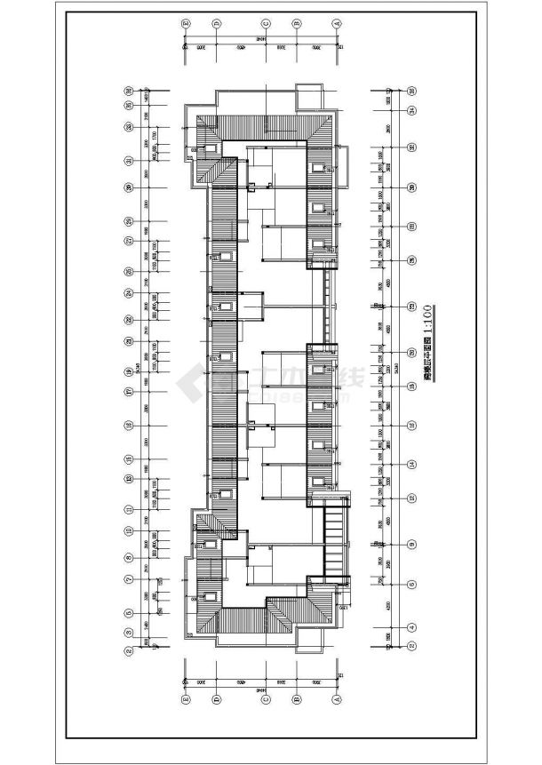 六层三单元阁楼4264平米不对称户型设计图，含楼梯门窗大样图-图一