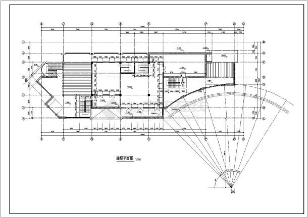 7800平米左右4层框架结构商业综合楼平面设计CAD图纸-图一