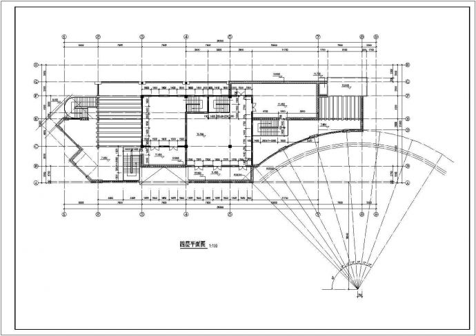 7800平米左右4层框架结构商业综合楼平面设计CAD图纸_图1